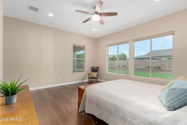 7630 E Knoll St, Mesa, AZ 85207 - bedroom featuring recessed lighting, visible vents, baseboards, and wood finished floors