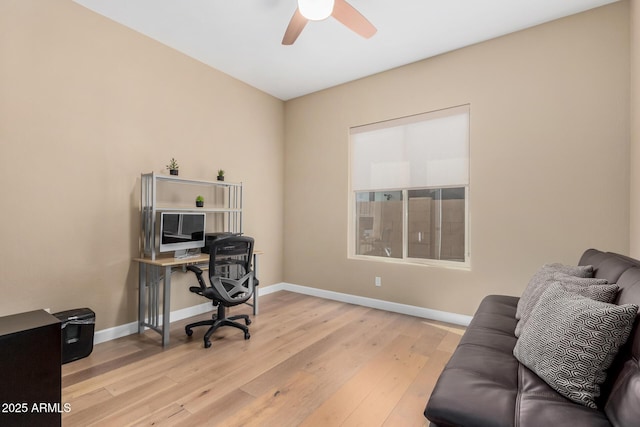7630 E Knoll St, Mesa, AZ 85207 - office space with a ceiling fan, light wood-type flooring, and baseboards
