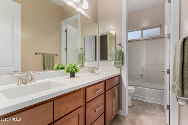 7630 E Knoll St, Mesa, AZ 85207 - bathroom with double vanity, tile patterned flooring, a sink, and toilet