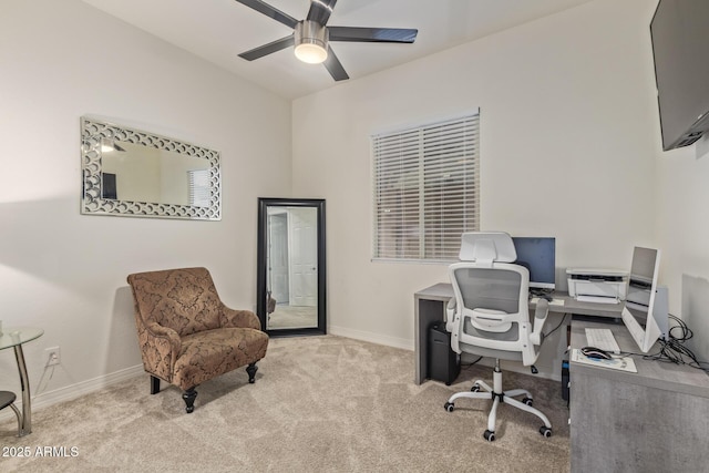 5218 N Tiller Dr, Litchfield Park, AZ 85340 - carpeted home office with a ceiling fan and baseboards