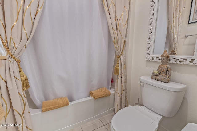 5218 N Tiller Dr, Litchfield Park, AZ 85340 - full bathroom with shower / tub combo with curtain, toilet, and tile patterned flooring