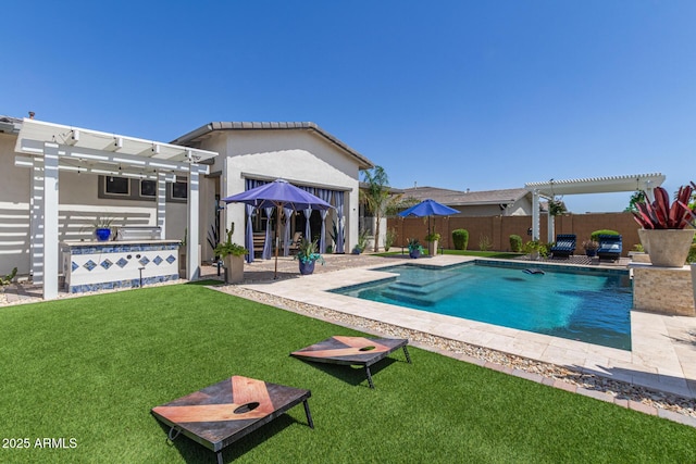 5218 N Tiller Dr, Litchfield Park, AZ 85340 - view of swimming pool featuring a pergola and a patio area
