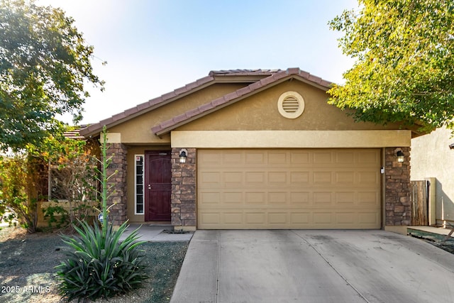 view of front of property with a garage