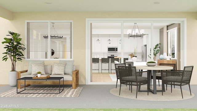 dining room featuring a notable chandelier