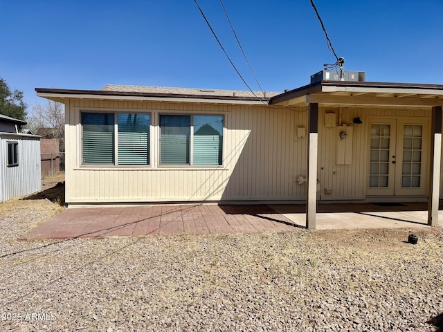 back of property with french doors