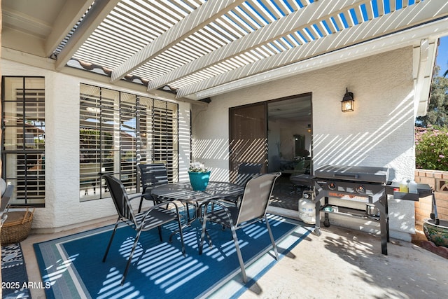 view of patio featuring a pergola and grilling area