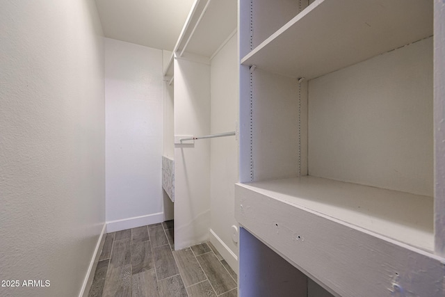 spacious closet with wood finished floors