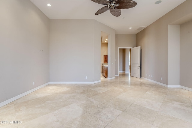 unfurnished room featuring ceiling fan