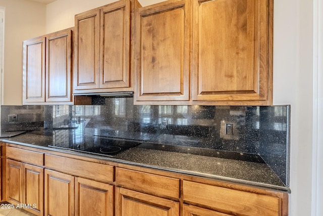 kitchen featuring black electric stovetop and backsplash