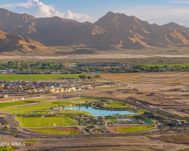 drone / aerial view with a mountain view