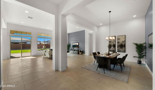 27908 N 38th Dr, Phoenix, AZ 85083 - dining space with light tile patterned floors, an inviting chandelier, visible vents, and recessed lighting