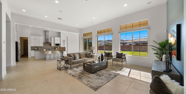 27908 N 38th Dr, Phoenix, AZ 85083 - living area featuring baseboards, visible vents, recessed lighting, and light tile patterned flooring