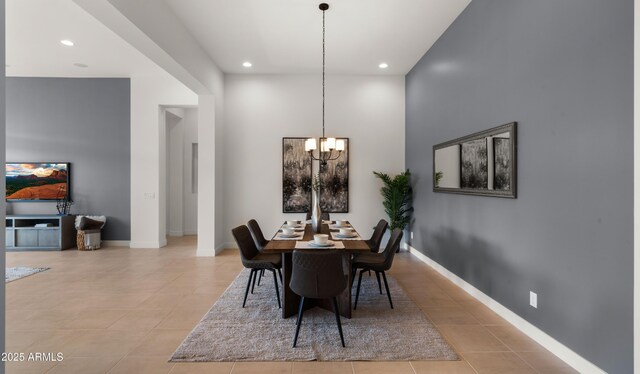 27908 N 38th Dr, Phoenix, AZ 85083 - dining space with baseboards, light tile patterned flooring, a chandelier, and recessed lighting