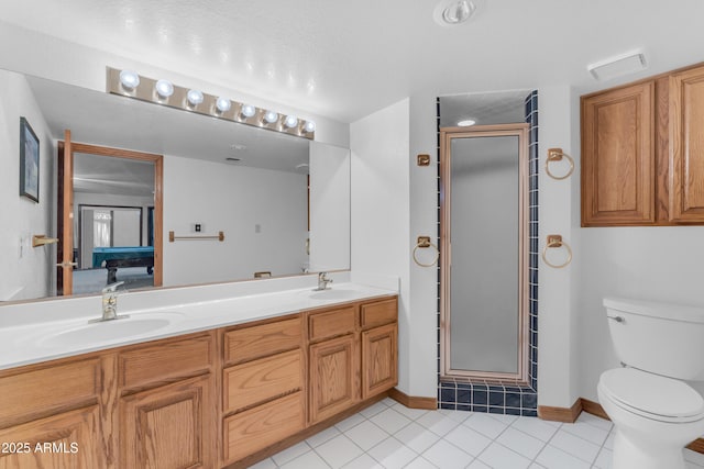 8604 S Oak St, Tempe, AZ 85284 - ensuite bathroom with double vanity, a stall shower, and tile patterned floors