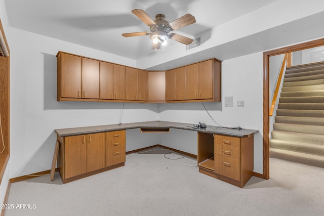 8604 S Oak St, Tempe, AZ 85284 - unfurnished office featuring built in study area, a ceiling fan, and light colored carpet