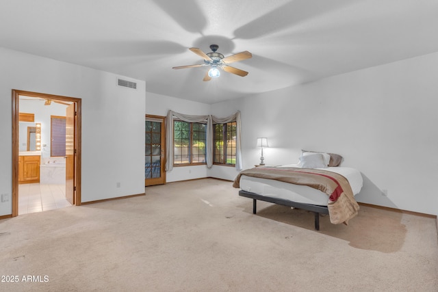 8604 S Oak St, Tempe, AZ 85284 - bedroom with carpet flooring, ensuite bath, and a ceiling fan