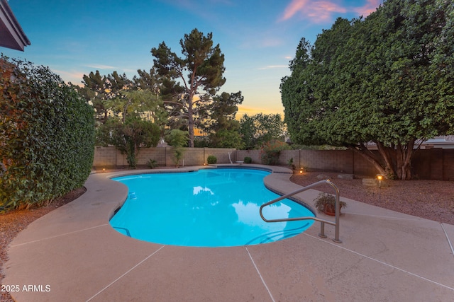 8604 S Oak St, Tempe, AZ 85284 - pool at dusk with a patio and a fenced backyard