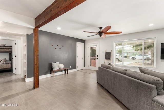 3038 E Avalon Dr, Phoenix, AZ 85016 - living area with ceiling fan and recessed lighting