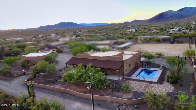 drone / aerial view with a mountain view