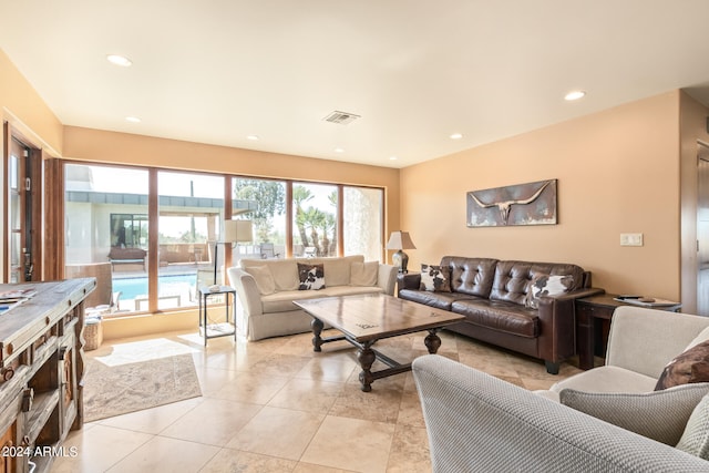 view of tiled living room