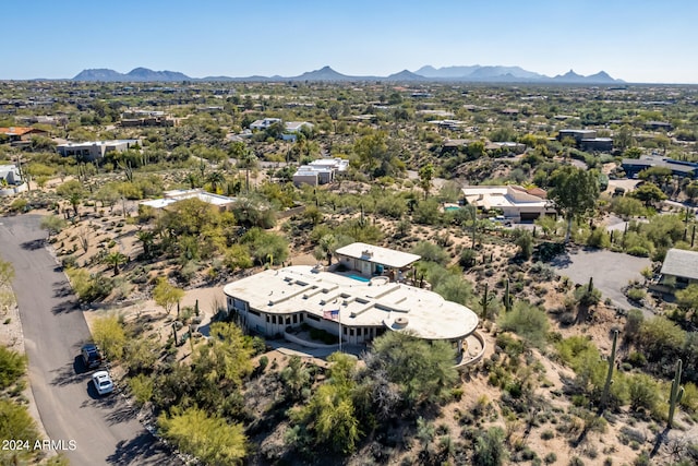 drone / aerial view featuring a mountain view