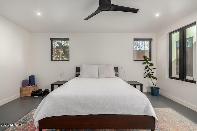 bedroom featuring ceiling fan