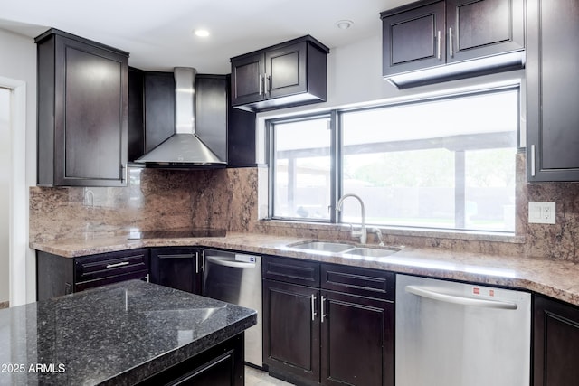 1551 E Glencove St, Mesa, AZ 85203 - kitchen featuring stainless steel dishwasher, wall chimney range hood, and healthy amount of natural light