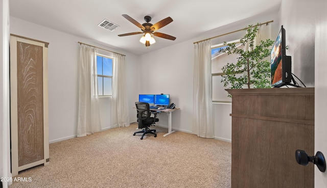 10224 E Talameer Ave, Mesa, AZ 85212 - office area featuring carpet, ceiling fan, and baseboards