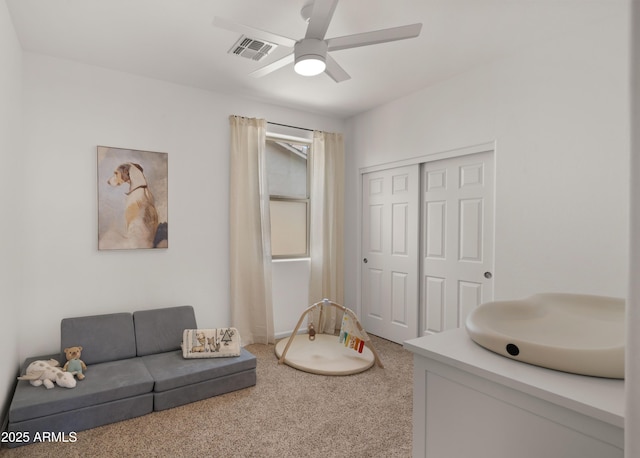 10224 E Talameer Ave, Mesa, AZ 85212 - carpeted living area with a ceiling fan