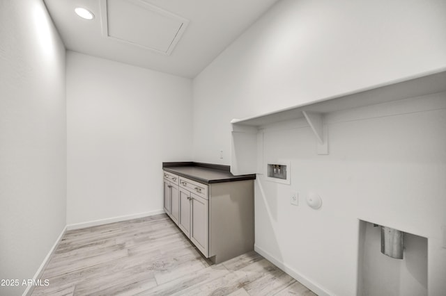 4128 Desert Moon Dr, Wickenburg, AZ 85390 - laundry area featuring washer hookup, light wood-type flooring, baseboards, and recessed lighting
