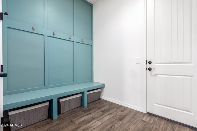 mudroom featuring dark hardwood / wood-style flooring