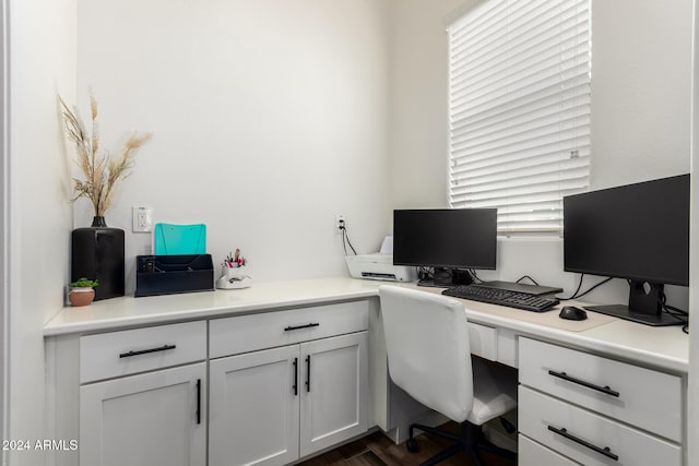 office area with dark wood-type flooring