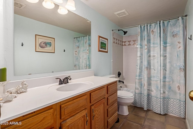 1146 W Sea Fog Dr, Gilbert, AZ 85233 - full bath with toilet, vanity, shower / bathtub combination with curtain, and tile patterned floors