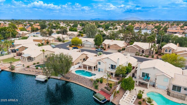1146 W Sea Fog Dr, Gilbert, AZ 85233 - aerial perspective of suburban area featuring a pool and a water and mountain view