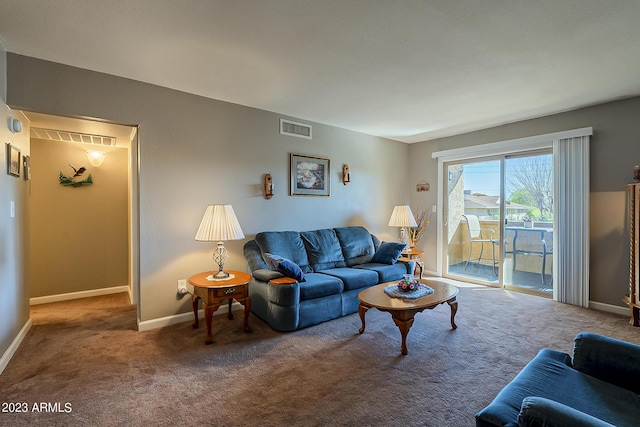 living room featuring carpet