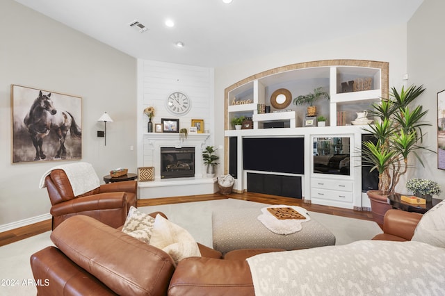 living room with hardwood / wood-style flooring