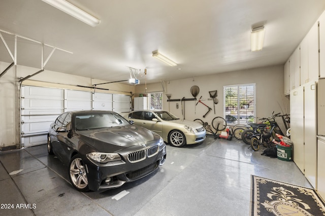 garage with a garage door opener