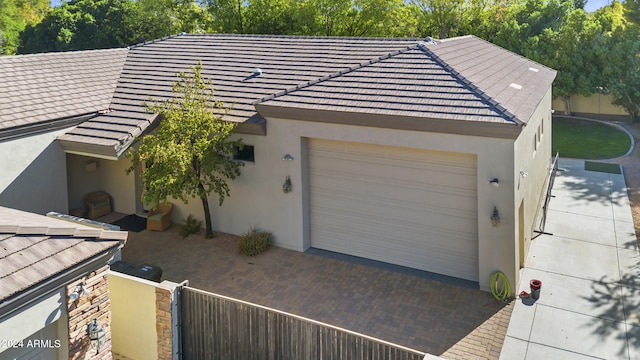 exterior space featuring a garage