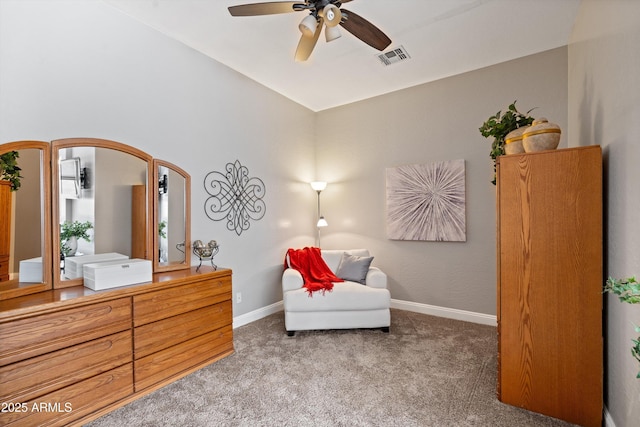 2221 W Calle De Las Estrella Way, Phoenix, AZ 85085 - living area with carpet flooring, ceiling fan, and arched walkways