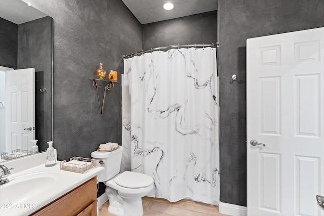 2221 W Calle De Las Estrella Way, Phoenix, AZ 85085 - bathroom featuring vanity, wood finished floors, and a shower with shower curtain