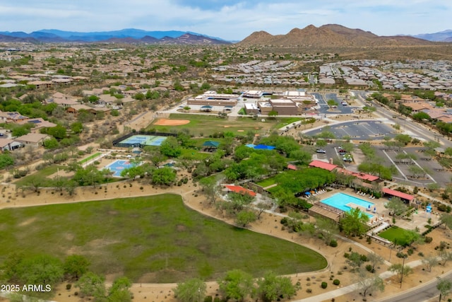 2221 W Calle De Las Estrella Way, Phoenix, AZ 85085 - aerial view of property and surrounding area featuring a mountain backdrop and nearby suburban area