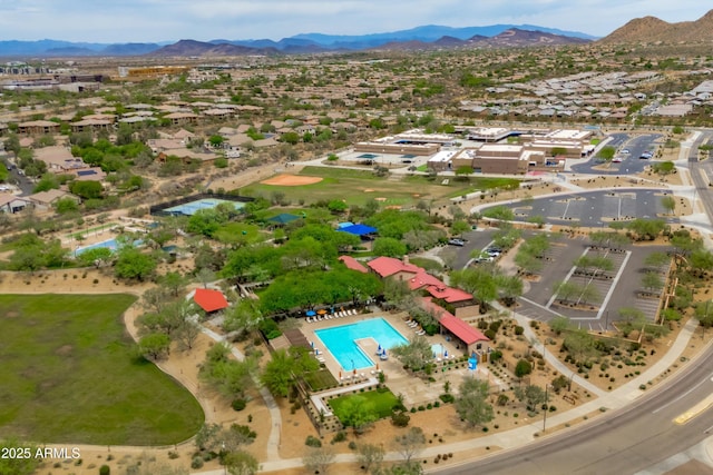 2221 W Calle De Las Estrella Way, Phoenix, AZ 85085 - aerial view of property and surrounding area featuring a pool and mountains