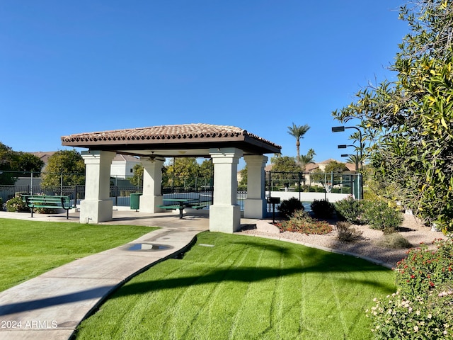 view of home's community featuring a gazebo and a lawn