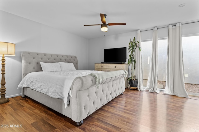 2313 N 87th Way, Scottsdale, AZ 85257 - bedroom featuring wood finished floors, access to outside, and a ceiling fan