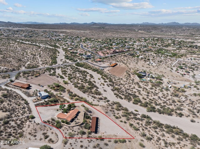 bird's eye view with a mountain view