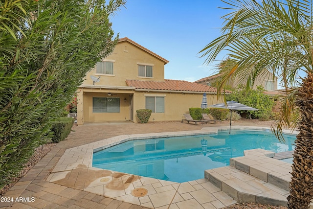 view of swimming pool with a patio area