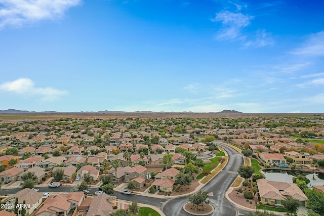 drone / aerial view with a mountain view