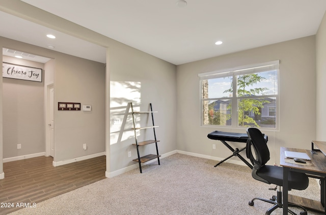 office featuring wood-type flooring