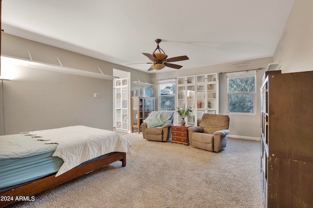 bedroom with carpet and ceiling fan