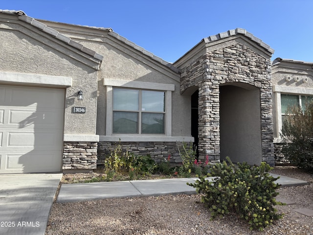 exterior space with a garage